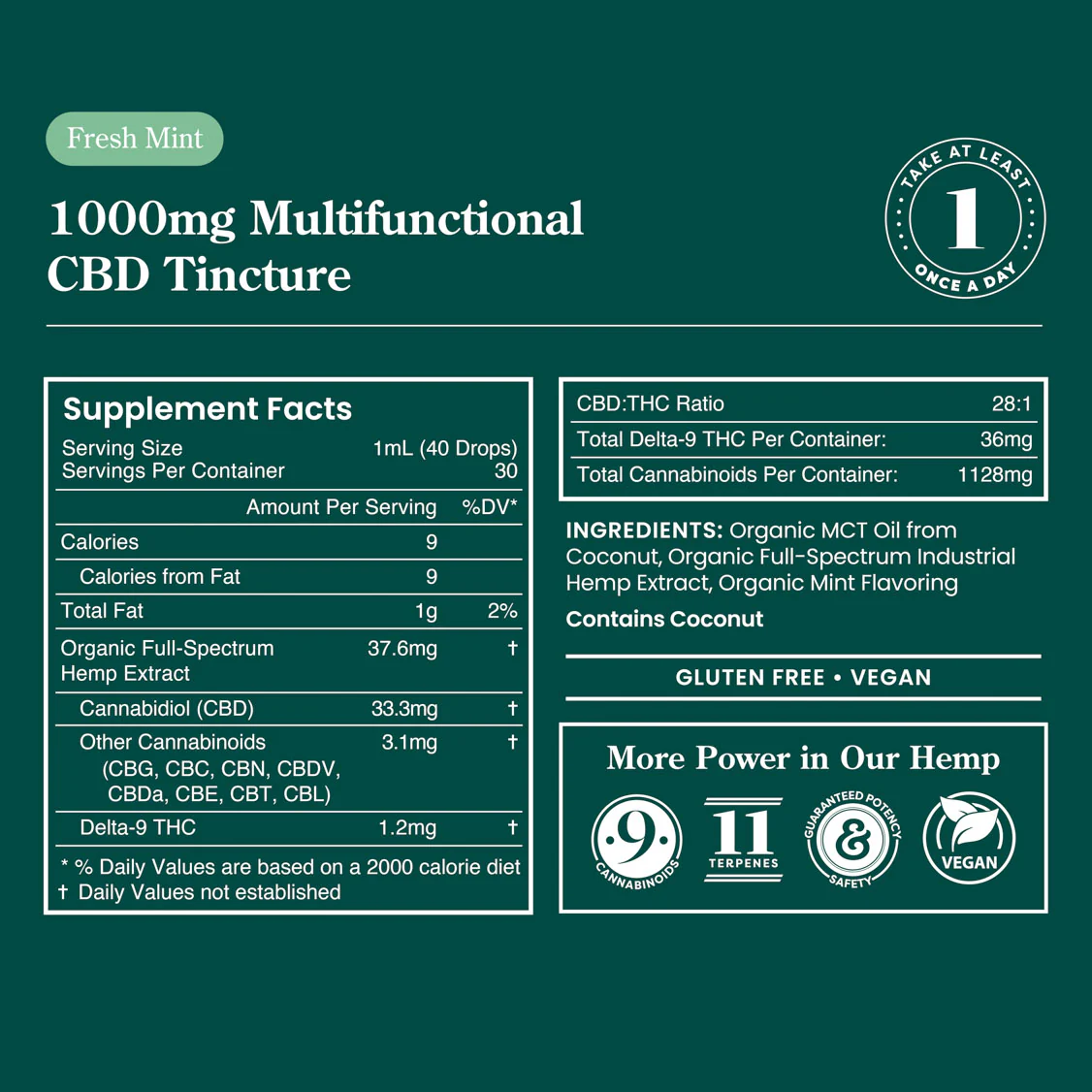 rnr 1000mg tincture supplemental facts